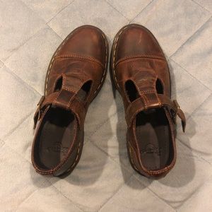 Dr. Martens T-Bar Mary Jane Shoes in Brown